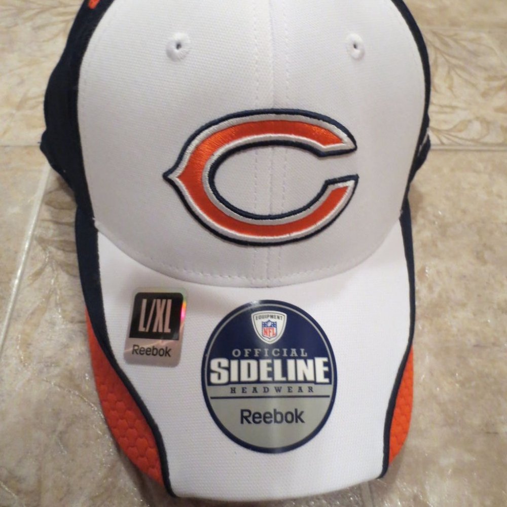 NFL Chicago Bears Sideline Baseball Cap Hat, Blue, White, & Orange, L/XL (176)
